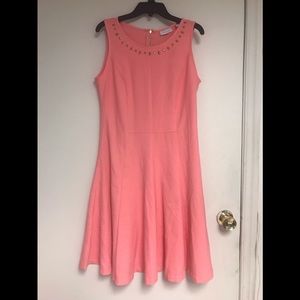 NWOT NY&COMPANY salmon color SLEEVELESS dress with detail at neck SIZE 4